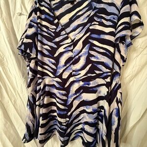 Torrid Zebra Blue Tie Dye Peplum Top